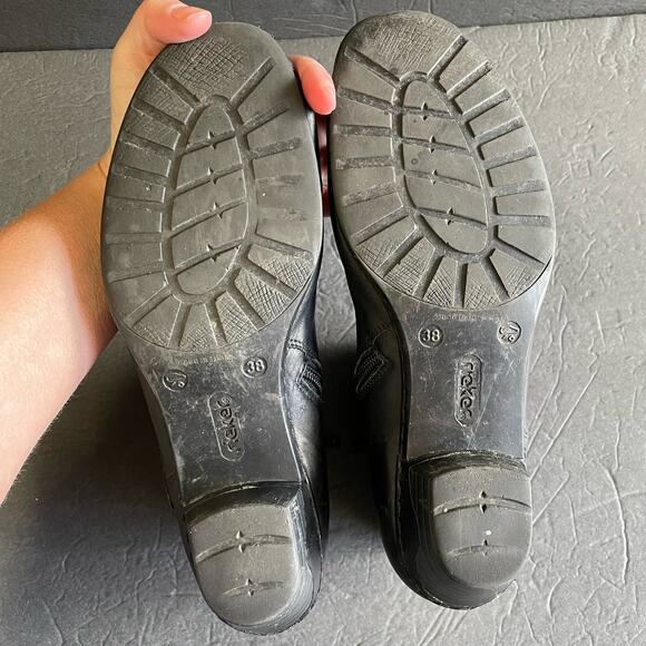 Rieker Black Leather Zip Detail Booties 38 US 7 - Picture 8 of 11